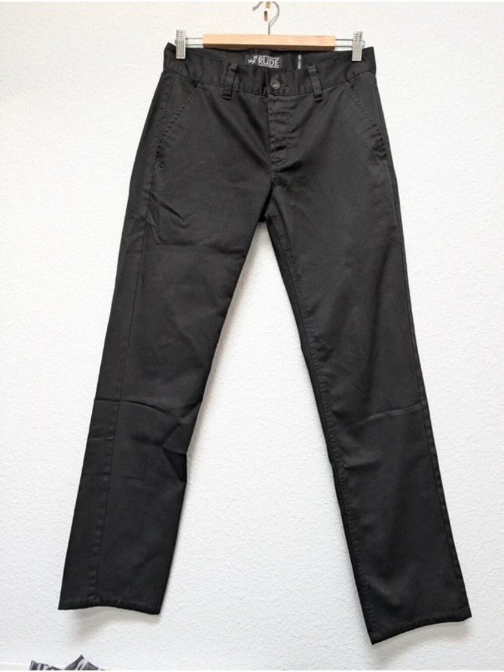 Social Collision Rude Fit Black Button Fly Slim Straight Pants 30x32